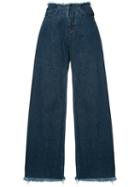 Marques'almeida No Waistband Wide-legged Jeans, Women's, Size: 8, Blue, Cotton