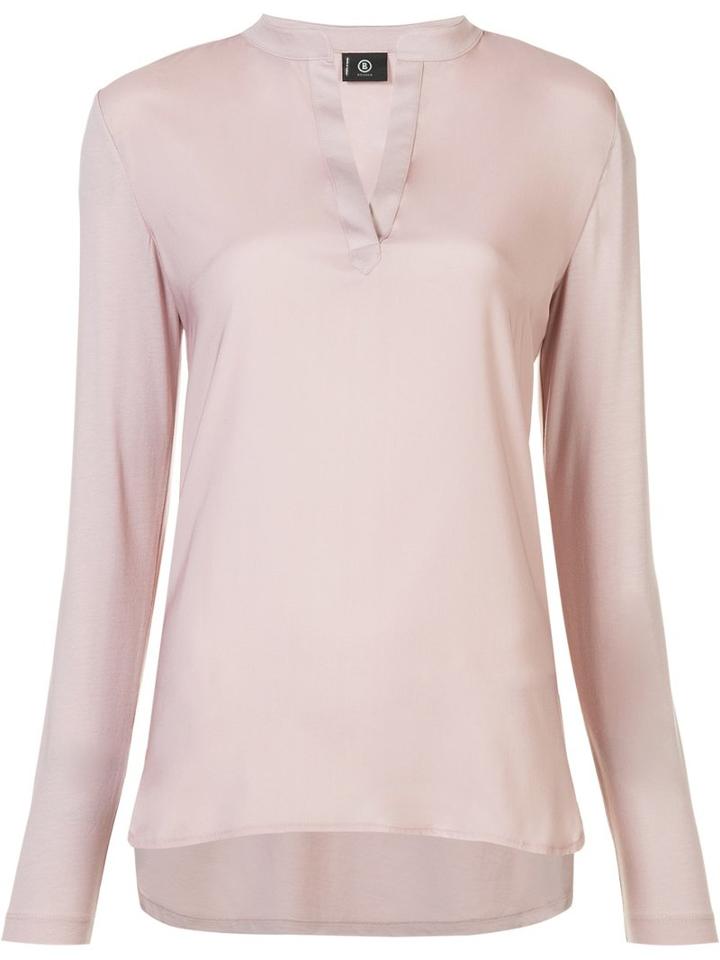 Bogner V-neck Blouse, Women's, Size: 42, Pink/purple, Lyocell/cotton