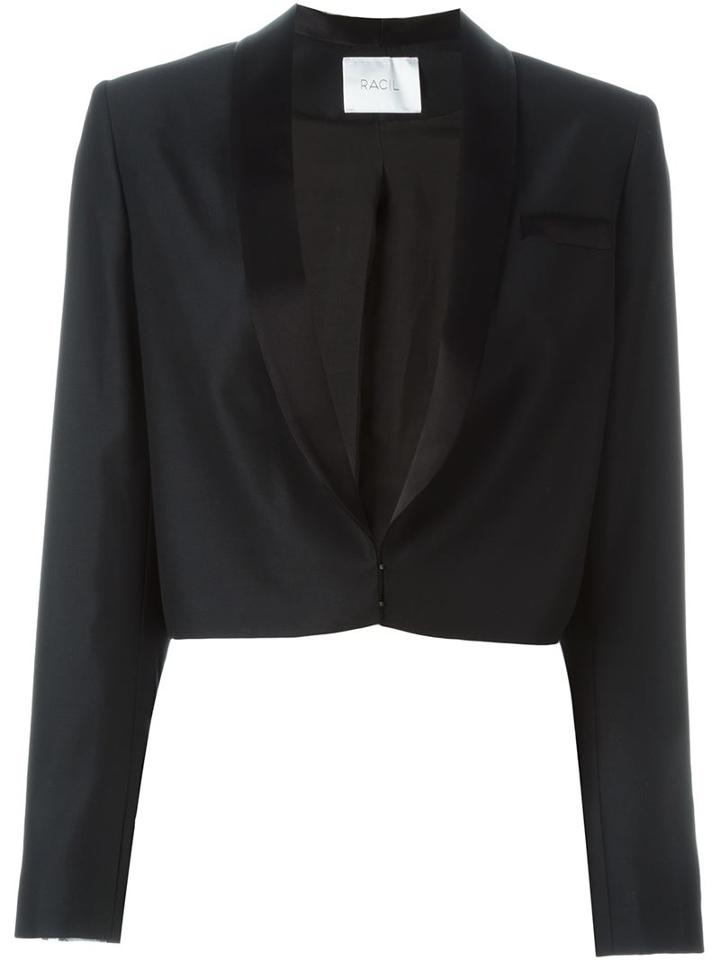 Racil 'dallas' Crop Jacket, Women's, Size: 40, Black, Polyethylene/cupro/triacetate/merino