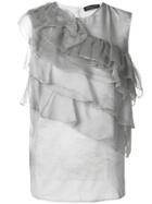 Fabiana Filippi Ruffle Detail Silk Blouse - Grey