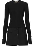 Burberry Tailored Hem Rib Knit Wool Mohair Dress - Black
