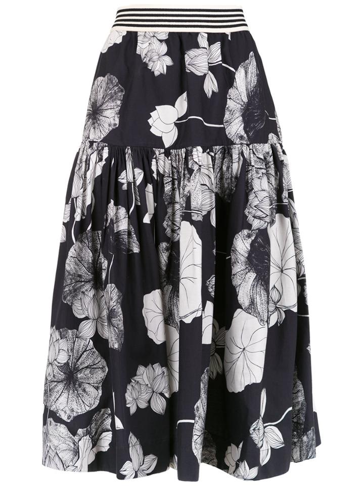Sissa Floral Lotus Flared Skirt - Blue