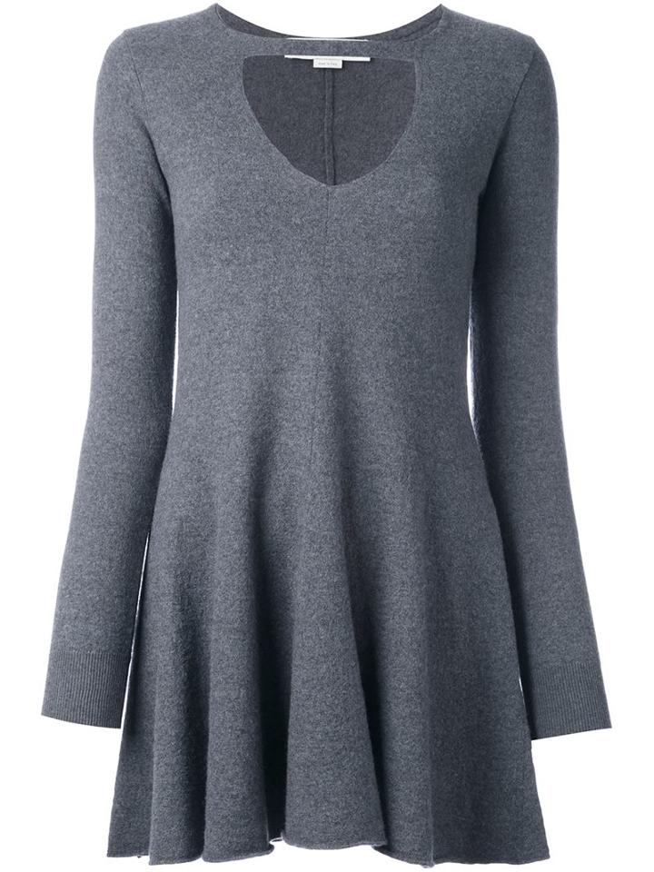 Stella Mccartney Ruffled Cut Out Blouse, Women's, Size: 40, Grey, Polyamide/spandex/elastane/wool/virgin Wool