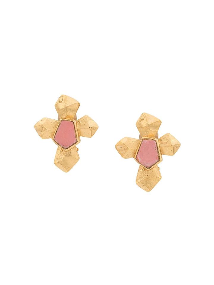 Christian Lacroix Pre-owned Embossed Cross Earrings - Gold