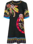 Etro Floral Print Shift Dress - Black