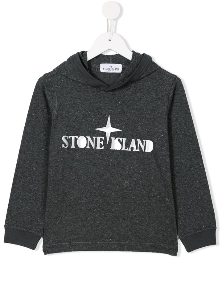 Stone Island Kids Logo Print Hoodie, Boy's, Size: 8 Yrs, Grey