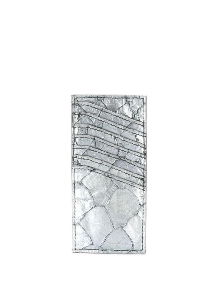 Rick Owens Metallic Leather Cardholder - Silver