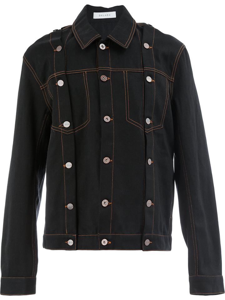 Delada Multi-button Denim Jacket - Black