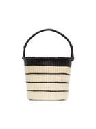 Sensi Studio Striped Straw Bucket Bag - Nude & Neutrals