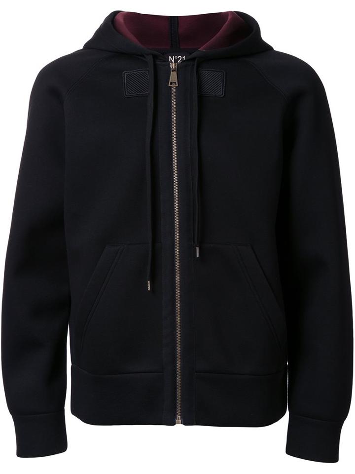 No21 Zipped Hoodie, Men's, Size: Large, Black, Viscose