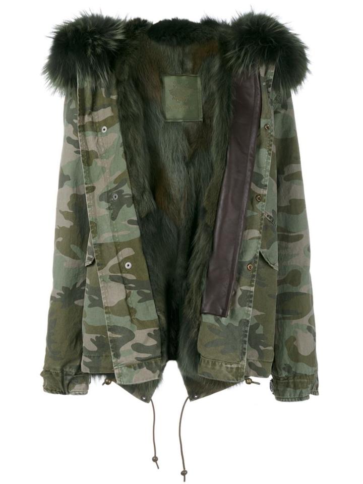 Mr & Mrs Italy Military Jacket, Women's, Size: Xs, Green, Cotton/lamb Skin/coyote Fur/racoon Fur