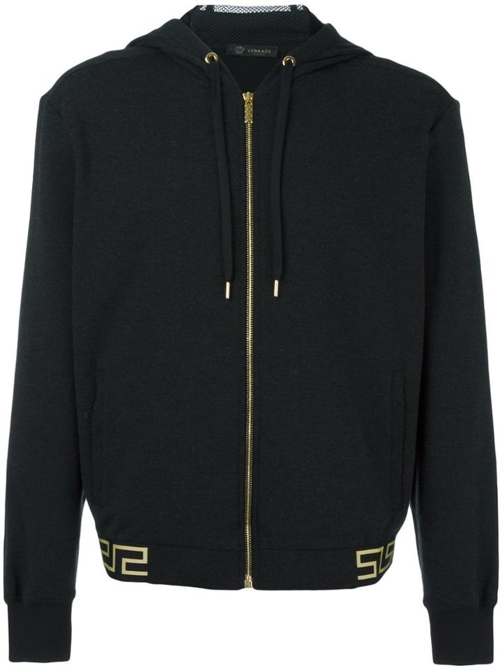 Versace 'greca' Hem Hoodie - Grey
