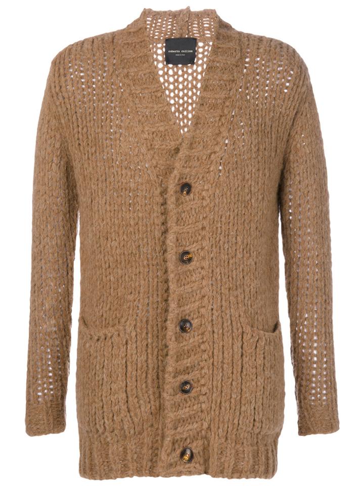 Roberto Collina Chunky Knit Cardigan - Brown