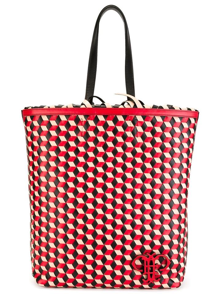Emilio Pucci Geometric Pattern Frilled Shoulder Bag, Women's, Red