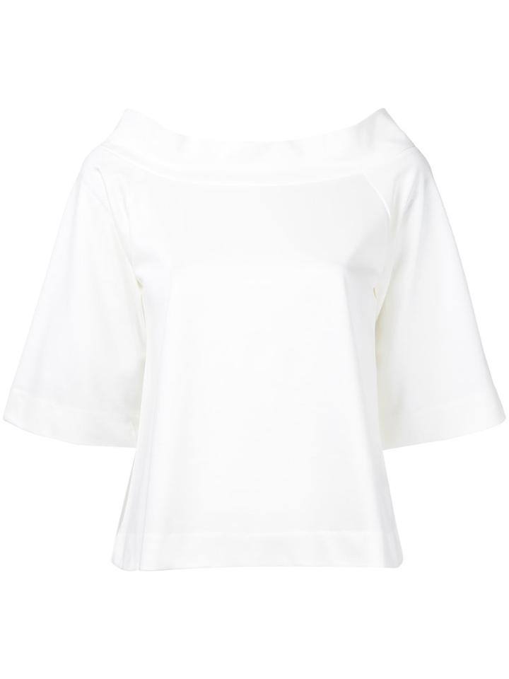 Estnation - Boat Neck Blouse - Women - Cotton - 38, White, Cotton