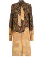 Rokh Mixed Paisley Print Dress - Brown