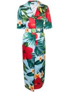 Richard Quinn Tropical Flower Print Coat - Blue