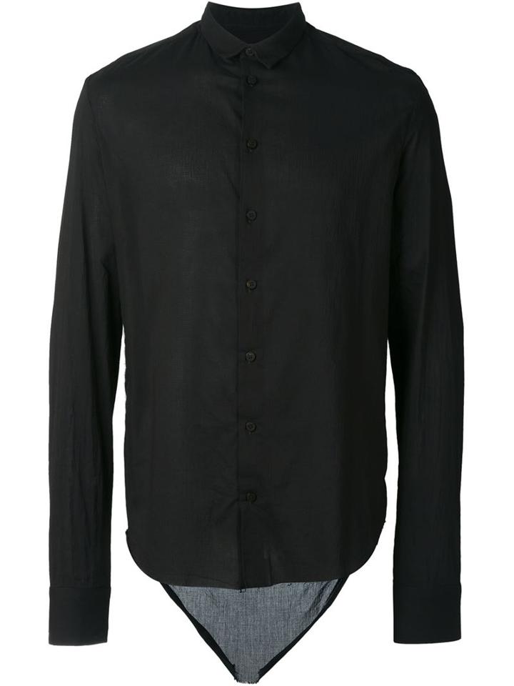 Cedric Jacquemyn High Low Hem Shirt, Men's, Size: 50, Black, Silk/cotton