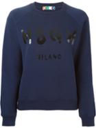 Msgm Logo Print Sweatshirt, Women's, Size: Xs, Blue, Cotton