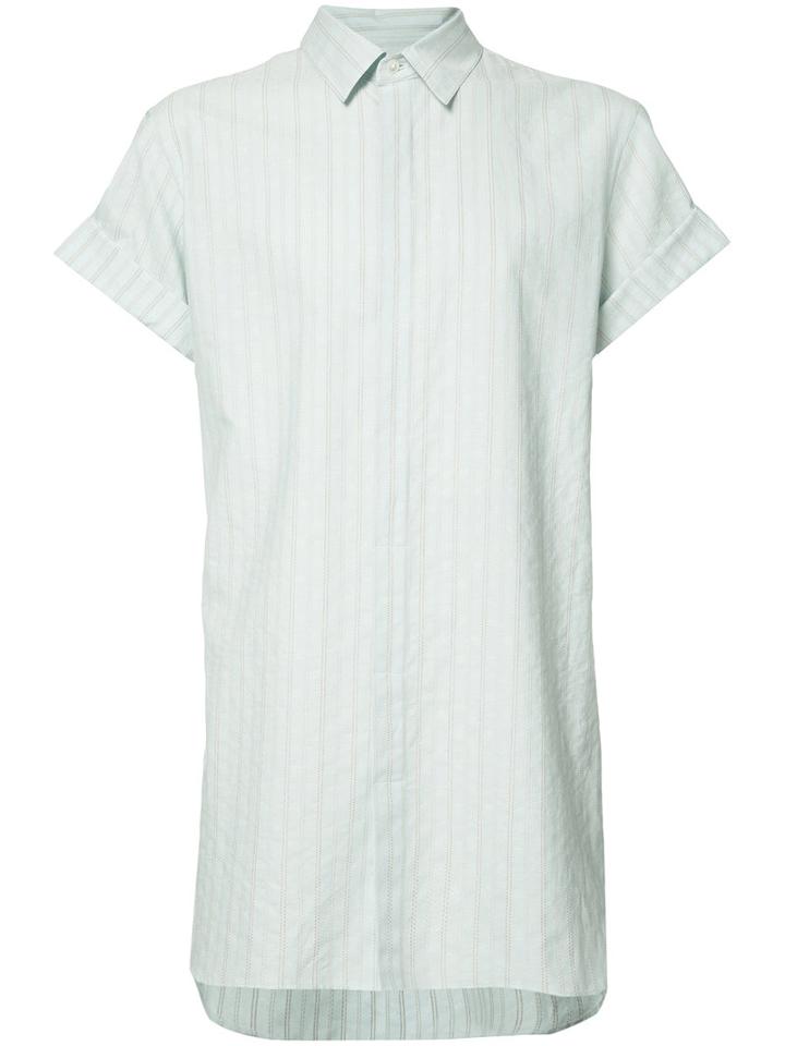 Ann Demeulemeester Grise Striped Long Shirt, Men's, Size: Large, Blue, Cotton