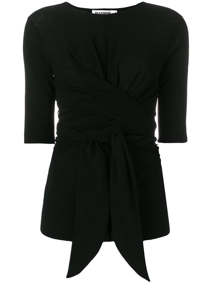 Jil Sander Tulle Tie Front T-shirt - Black