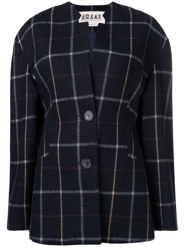 A.w.a.k.e. Wide Check Jacket - Blue
