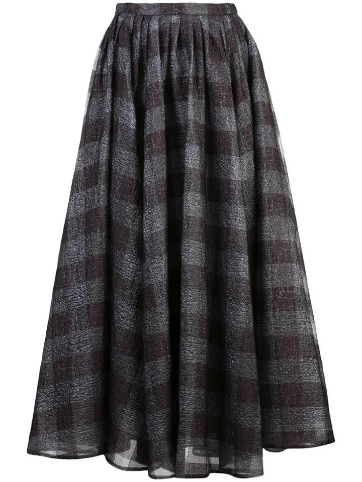 Erdem Checkered Long Skirt - Grey