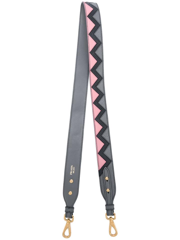 Prada Zig-zag Patterned Bag Strap - Grey