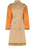 Versace Quilted Sleeve Baroque Trench Coat - Brown