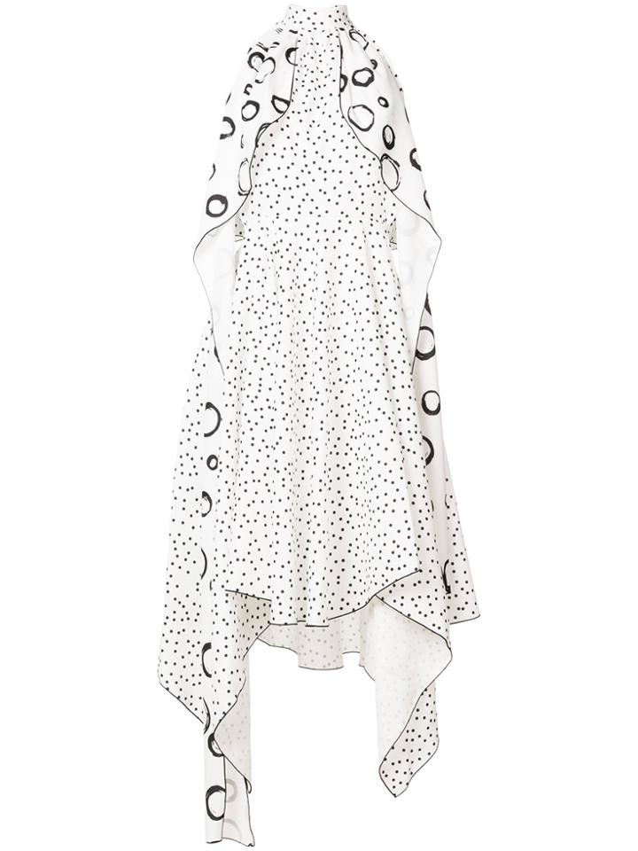 Ssheena Polka Dot Halterneck Dress - White