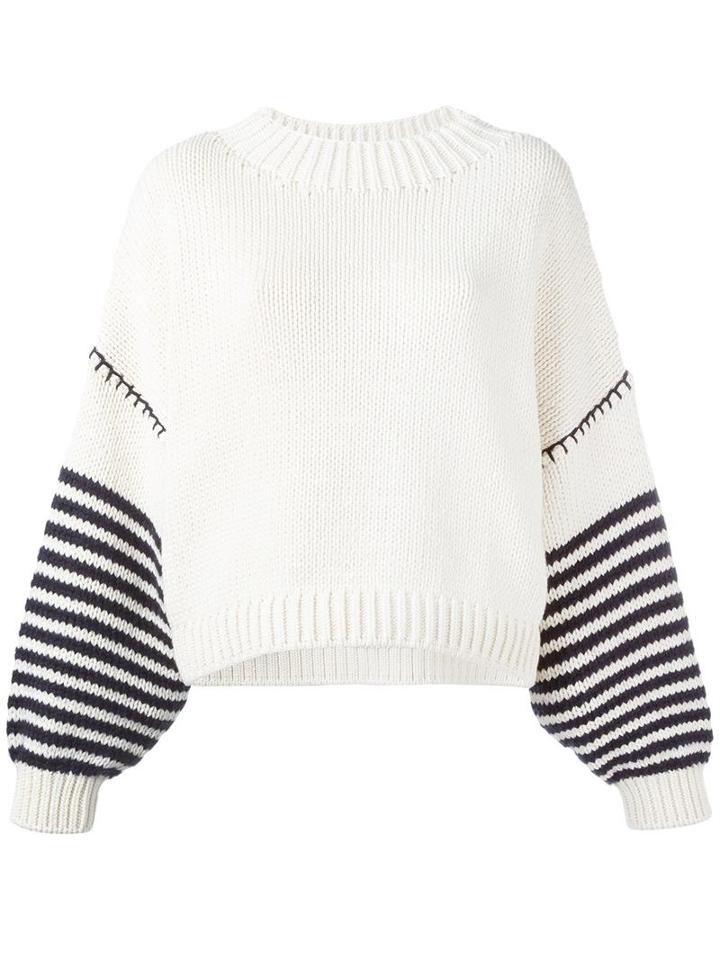 Sportmax Dropped Shoulder Jumper, Women's, Size: Large, White, Cotton/polyamide