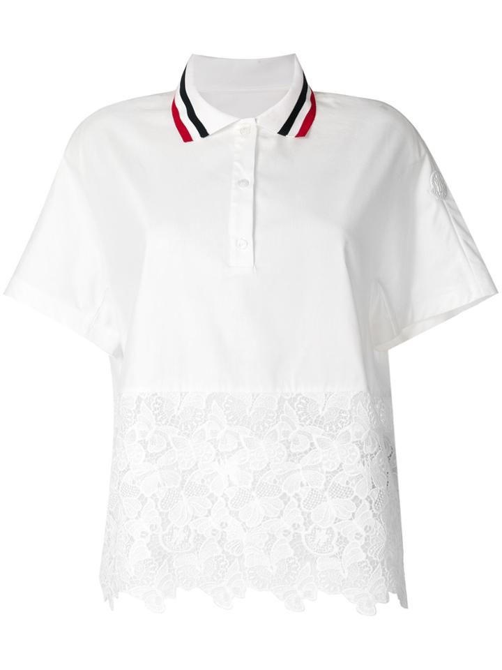 Moncler Lace Hem Polo Top - White