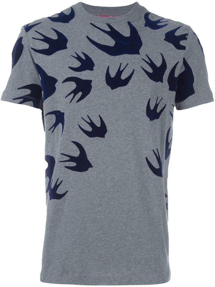 Mcq Alexander Mcqueen 'swallow' T-shirt, Men's, Size: Xs, Grey, Cotton