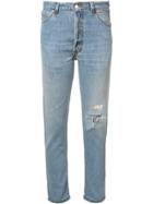 Re/done High-rise Cropped 'non-destruction' Jeans - Blue