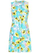 Chanel Vintage Floral Print Dress - Blue