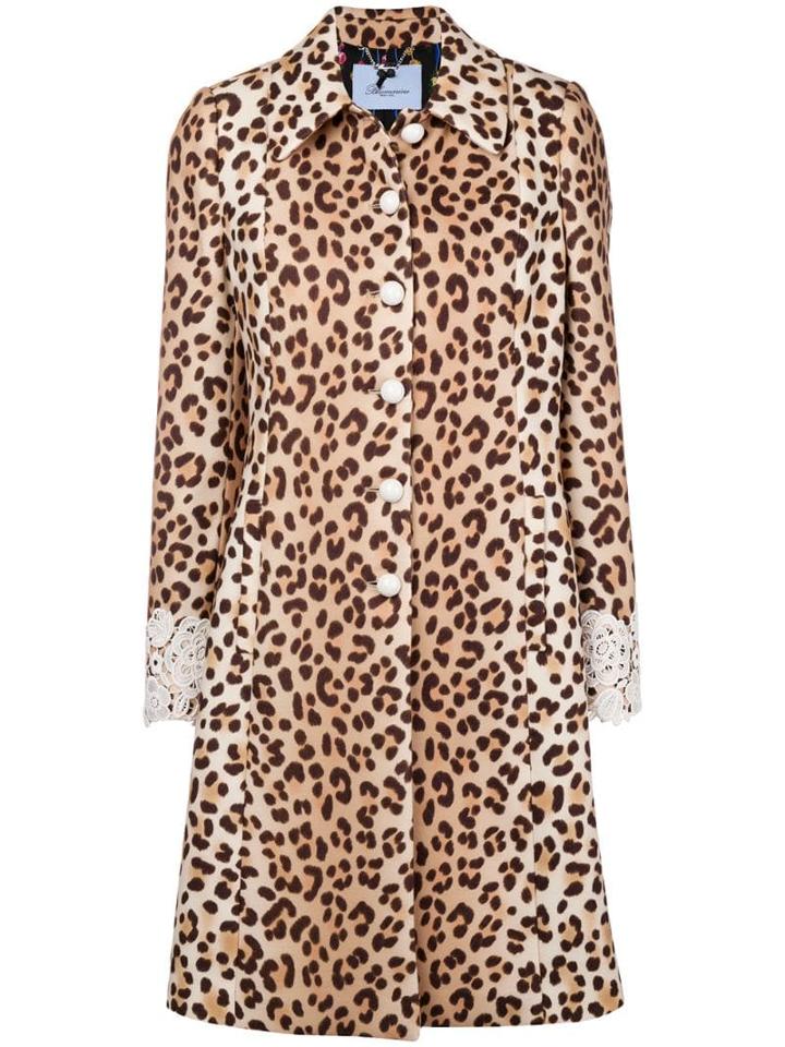 Blumarine Leopard Print Lace Trim Coat - Neutrals