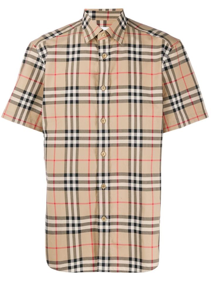 Burberry Check Pattern Shirt - Neutrals