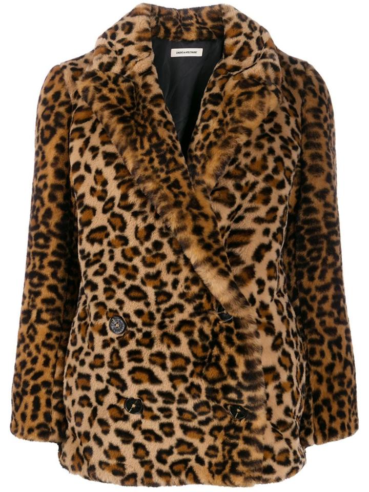 Zadig & Voltaire Mottys Leopard Print Coat - Neutrals