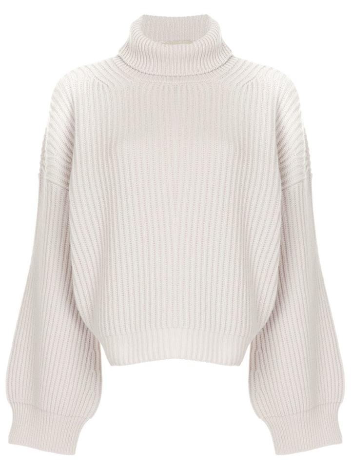 Fine Edge Ribbed Roll-neck Sweater - Neutrals