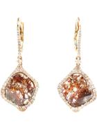 Saqqara 18k Rose Gold Sliced Diamond Drop Earrings - Metallic