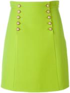 Gucci Buttoned A-line Skirt, Women's, Size: 40, Green, Wool/silk/acetate