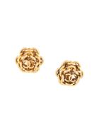 Chanel Vintage Cc Chain Dome Earrings - Gold