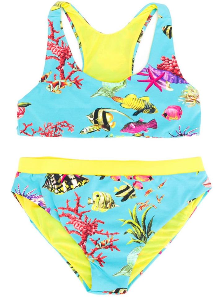 Moncler Kids Teen Sea Life Print Bikini - Blue