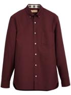 Burberry Check Detail Oxford Shirt - Red