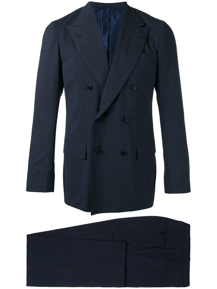 Kiton Double-breasted Suit, Men's, Size: 50, Blue, Wool/cupro
