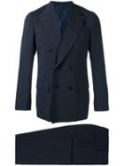 Kiton Double-breasted Suit, Men's, Size: 50, Blue, Wool/cupro