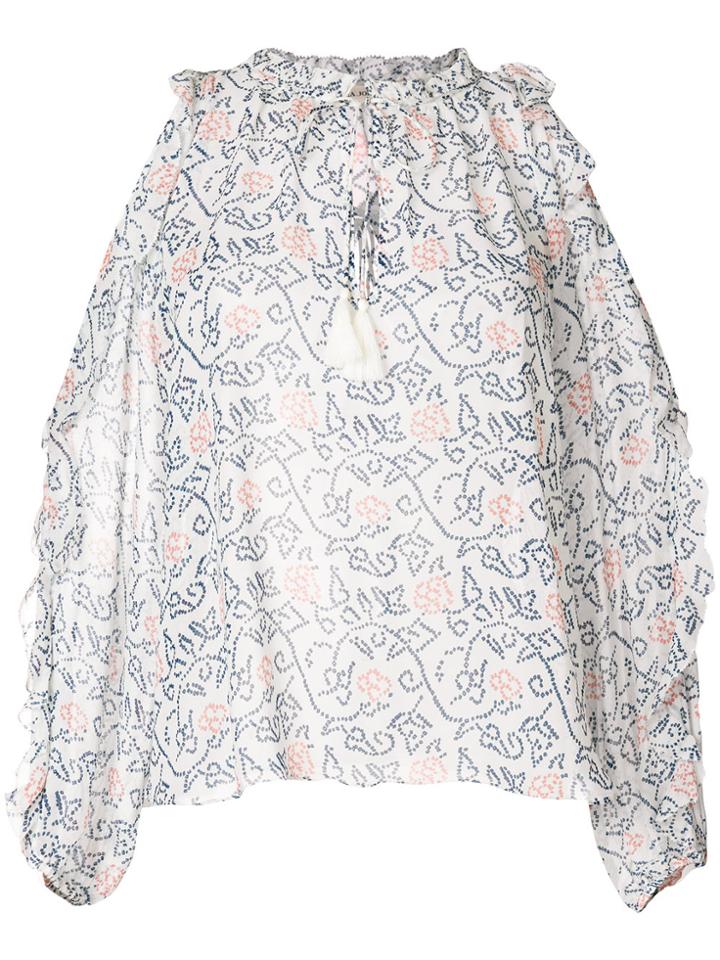Ulla Johnson Floral-print Cold-shoulder Blouse - White