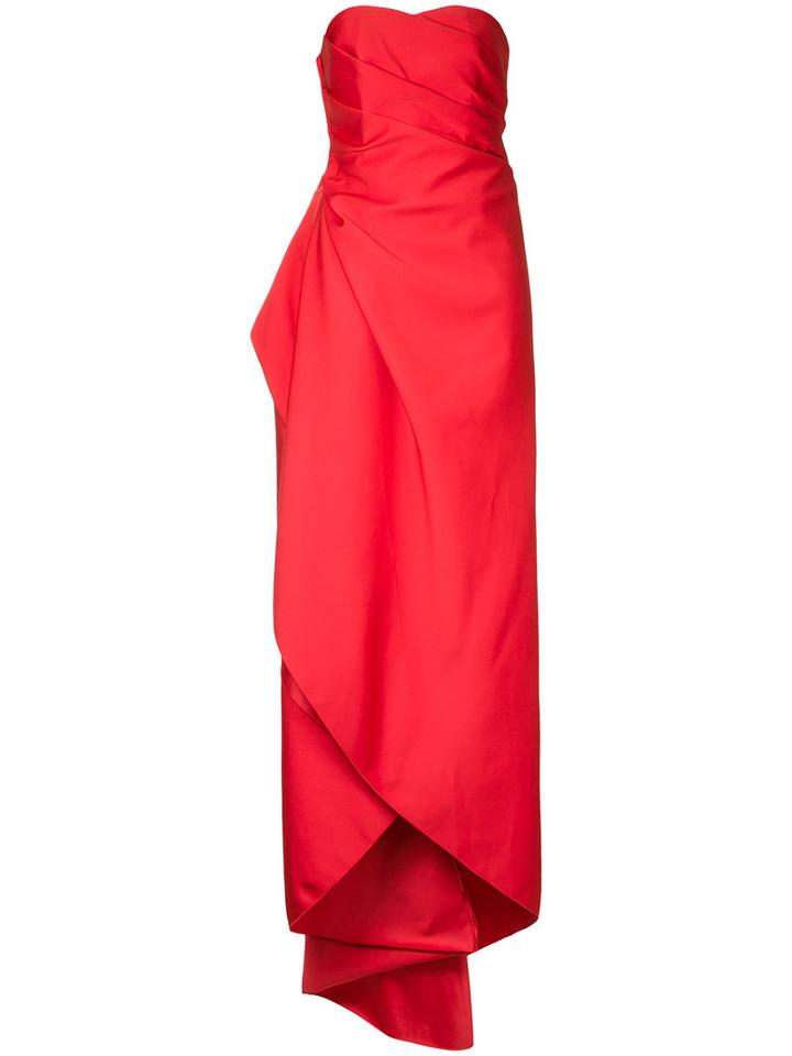 Paule Ka - Long Strapless Woven Dress - Women - Polyester - 40, Red, Polyester