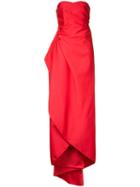 Paule Ka - Long Strapless Woven Dress - Women - Polyester - 40, Red, Polyester