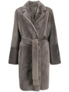 Yves Salomon Mid-length Textured Coat - Grey